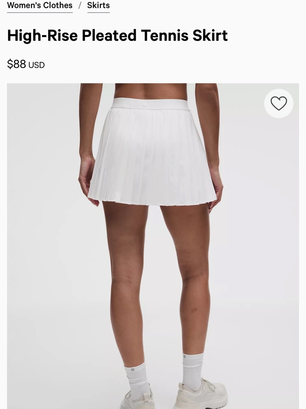 lululemon athletica White High-Rise Pleated Tennis Skirt size 12. Retails$88 nwt - Picture 2 of 7